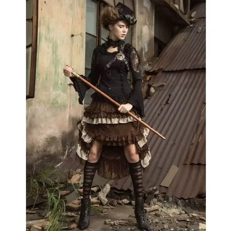 Steampunk kjol med midjepåse Brun