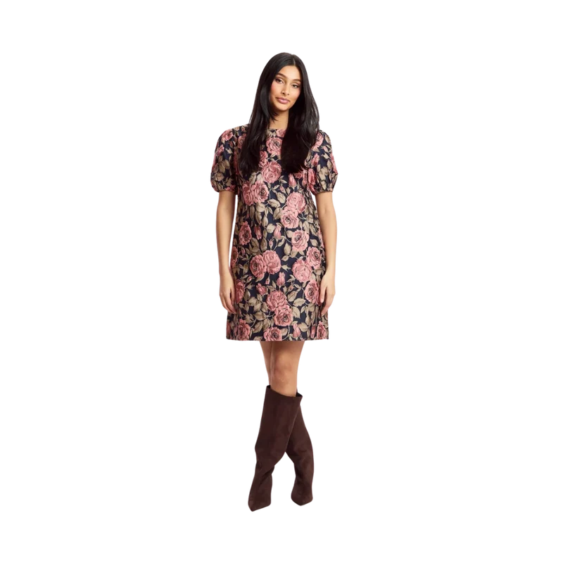 Puffy Dress - Rose Print