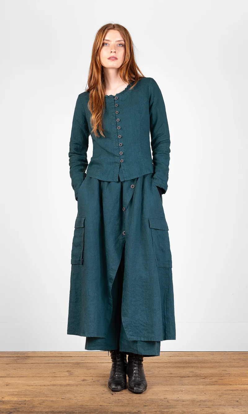 Blus med volangdetaljer, figursydd