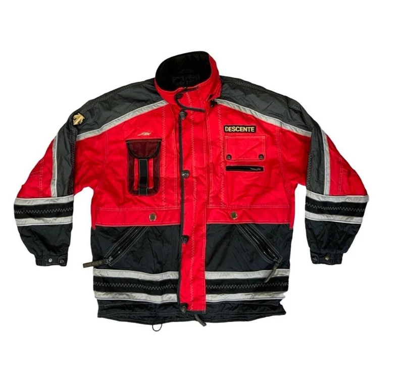 VTG 1990s DESCENTE RED BLACK PADDED SKI JACKET SIZE XXL