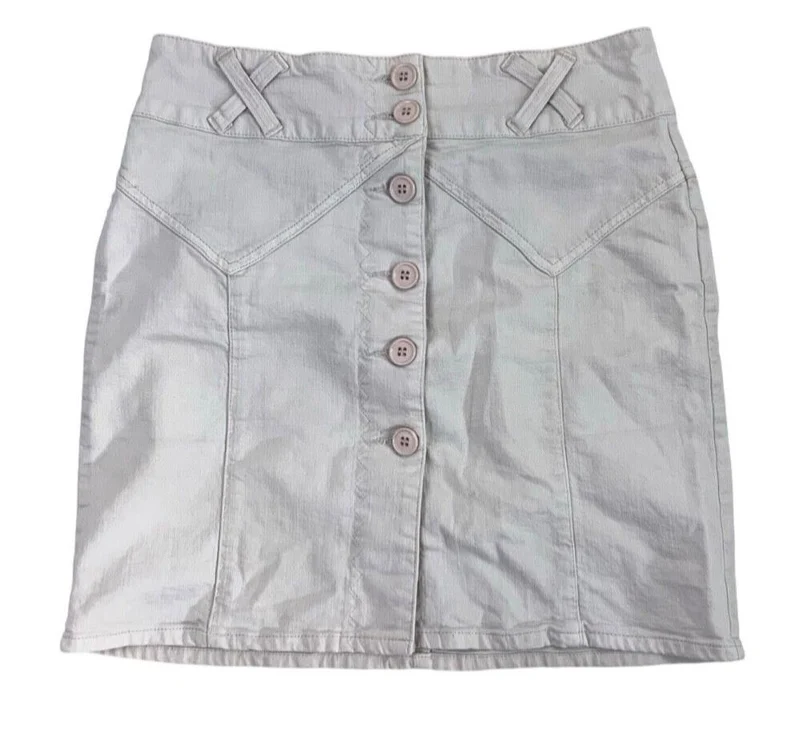 VTG Y2K MORGAN DE TOI CREAM BUTTON UP MINI SKIRT SIZE M