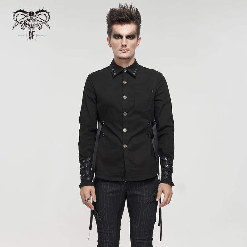 Gothic Buckle Splash Shirt för män Svart