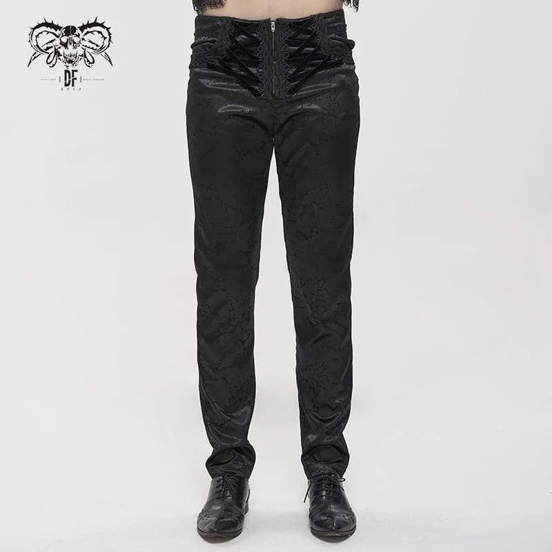 Gothic Floral Zipper byxor för män svart