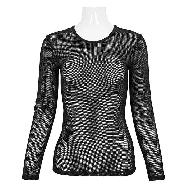 Gothic Sheer Mesh Toppar för kvinnor