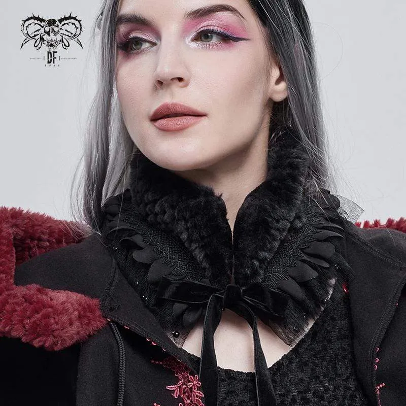 Gothic Mesh Splice Strappy Scarf för kvinnor Svart