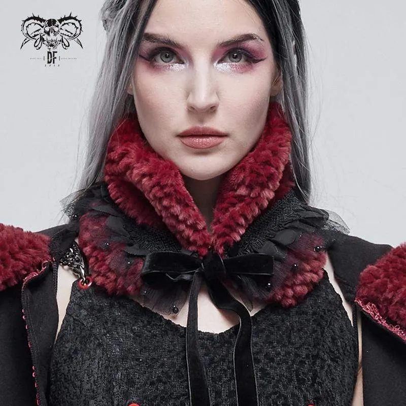 Gothic Mesh Splice Strappy Scarf Röd för kvinnor