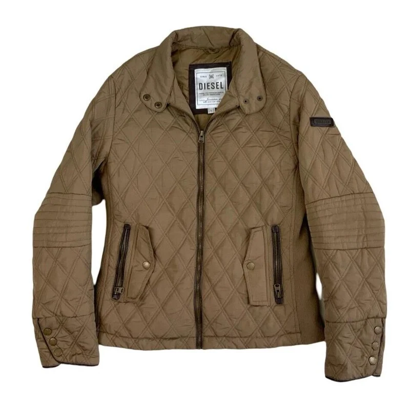 DIESEL TAUPE QUILTED ZIP UP OUTDOOR WINTER JACKET SIZE M