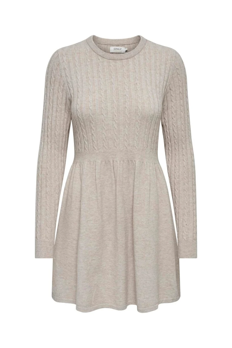 Only - Onlfia Life Ls Cable Dress Knt - 4338442 Weathered Teak Melange
