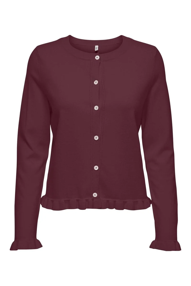 Only - Onlcinderel Ls Frill Cardigan Knt - 4980177 Windsor Wine