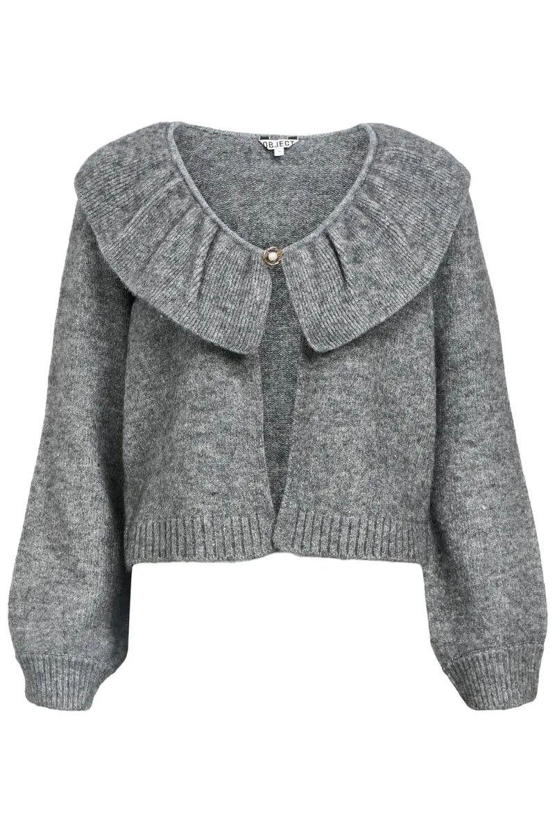Object - Objdenisi L/S Lo Knit Cardigan - 4826634 Medium Grey Melange