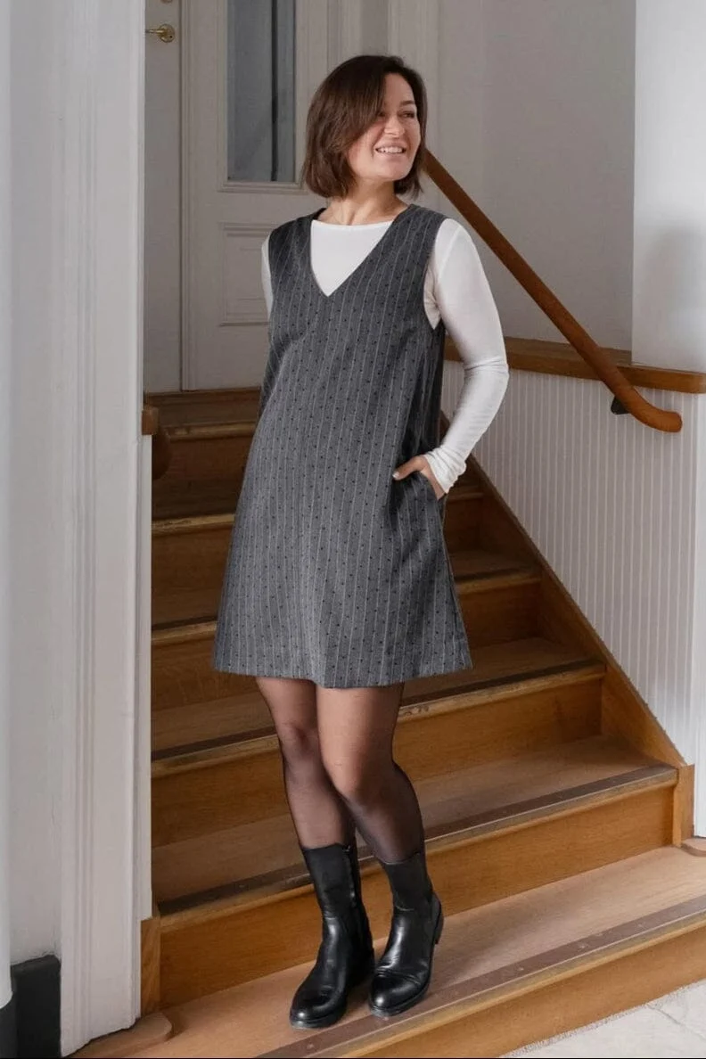Neo Noir - Caila Mini Dot Dress 167259 - 107 - Dark Grey Melange