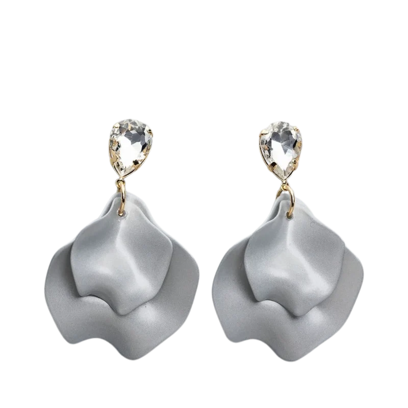 Leaf Earrings - Silver CZ