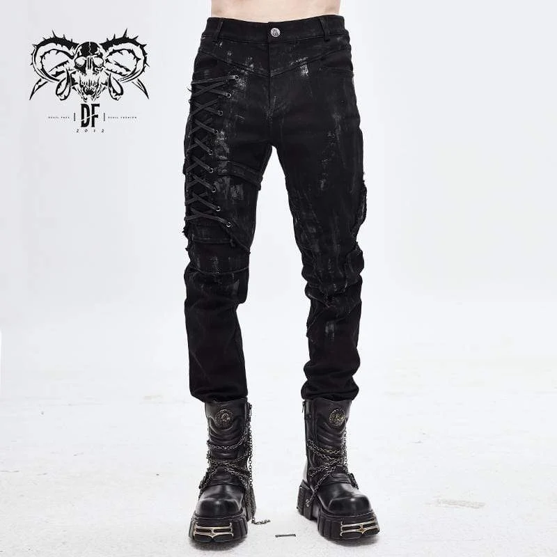 Punk-rep, slitna byxor för män
