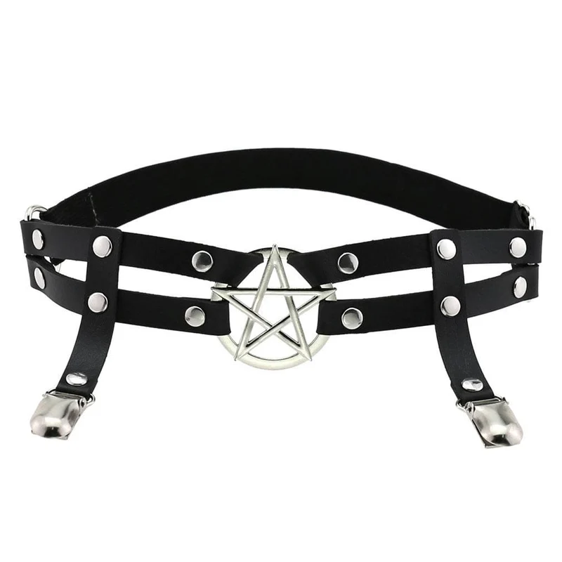 Punknitar för damer i metall Pentagram benselar