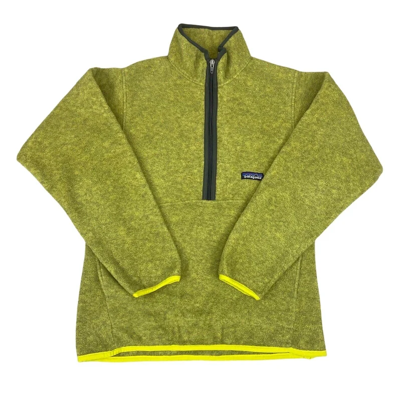 Vintage 00s Green Patagonia Logo 1/4 Zip High Neck Fleece 12 14 M
