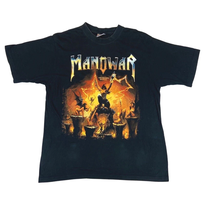 Vintage 1990s Manowar 'The Triumph Of Steel' Graphic T-Shirt Large
