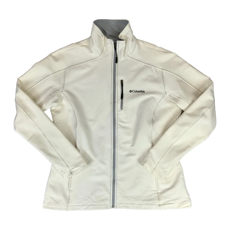 Y2K 2000s White Grey Columbia Zip-Up Walking Sports Jacket Large