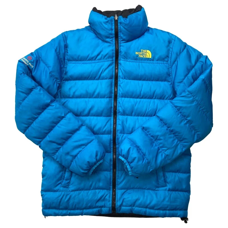 Vintage 2000s Baby Blue and Black Reversible North Face Puffer Jacket Medium