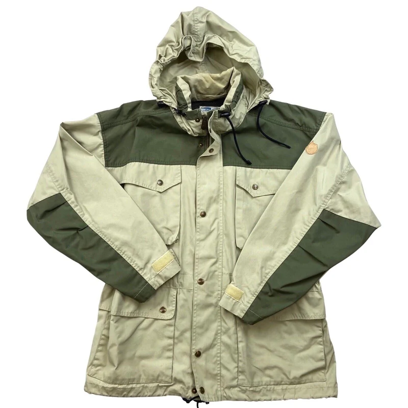 Beige And Khaki Green Fjallraven Parka Explorer Outdoor Jacket Extra Large