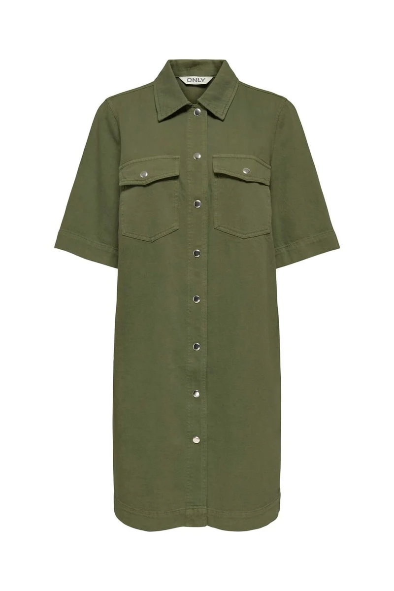 Only - Onlbelle-Silla S/S Button Dress - 5120414 Kalamata
