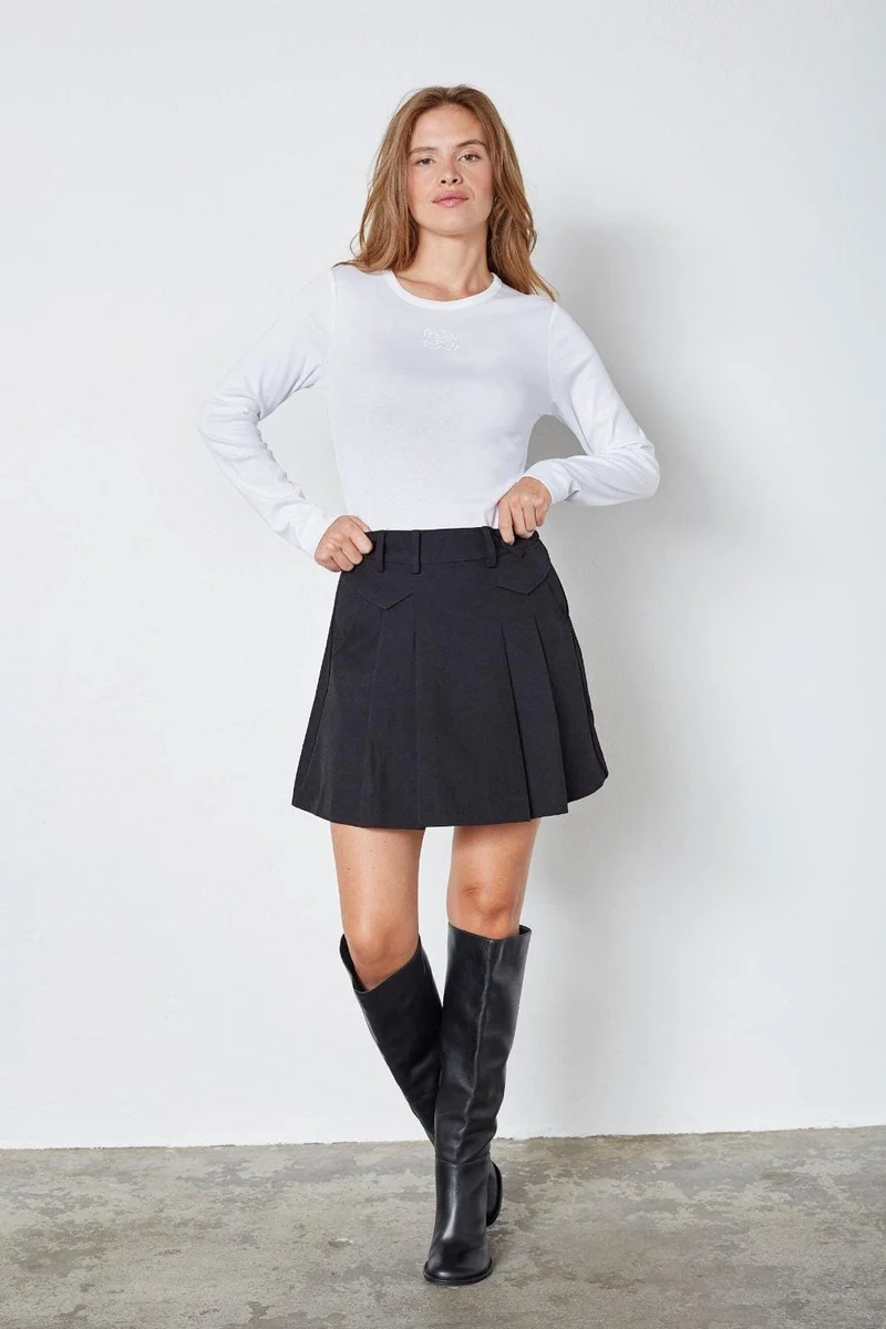 Co´Couture - Lunacc Pocket Pleat Mini Skirt 34223 - 96 - Black