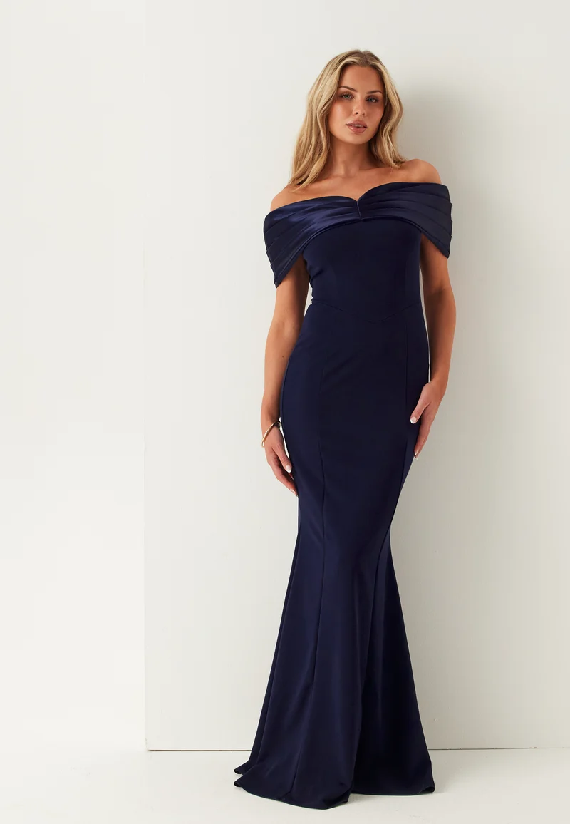 Satin Bow Off Shoulder Gown