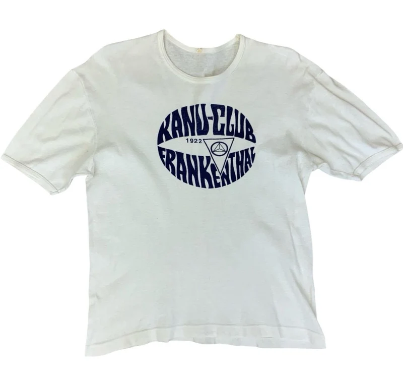 VTG 1970s KANU CLUB FRANKENTHAL SAXONY CANOE & SAILING CLUB 1922 PRINT T SHIRT S