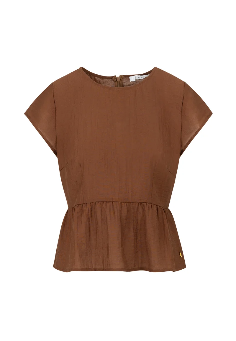 Ruffle top with cap sleeve - Chocolate brown