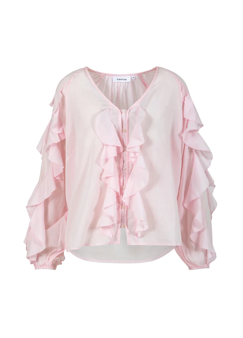 BLUS MED VOLANGÄRMAR - Pale rose