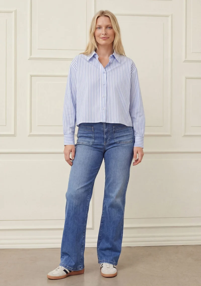 Sigga Shirt Jacket - Light Blue/White Stripe