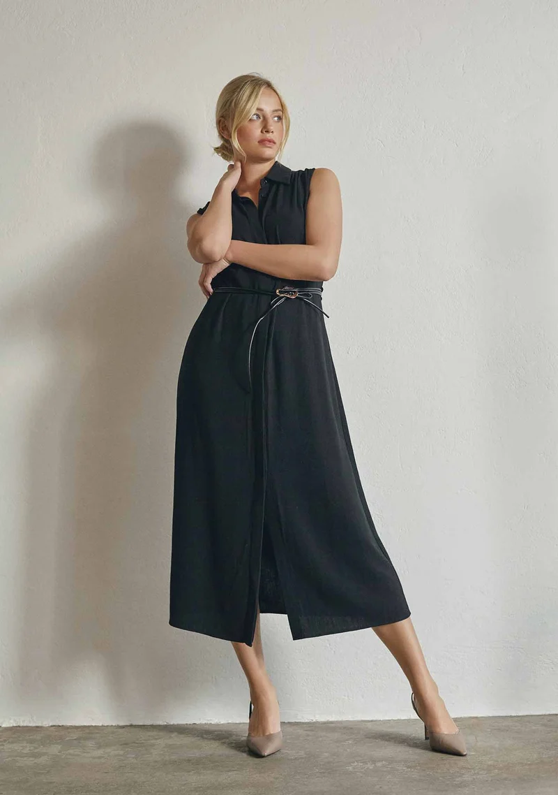 Pearl Belt Dress - Black