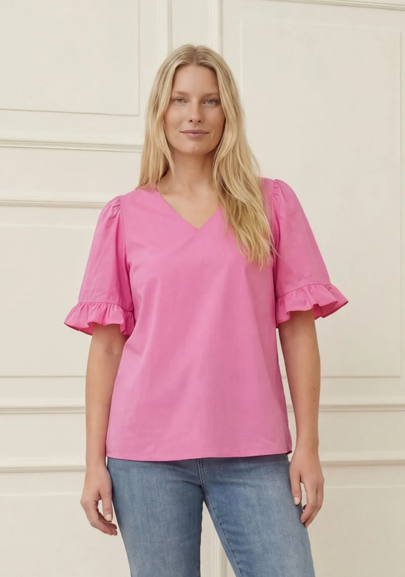 Sigga Flounce Blouse - Fresh Pink