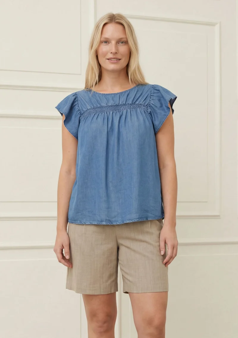 Ganja Smock Top - Denim Blue