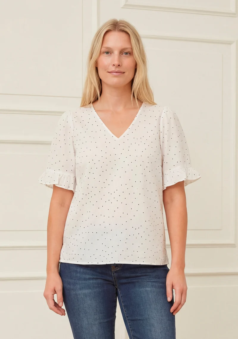 Molly Blouse - White w/Black