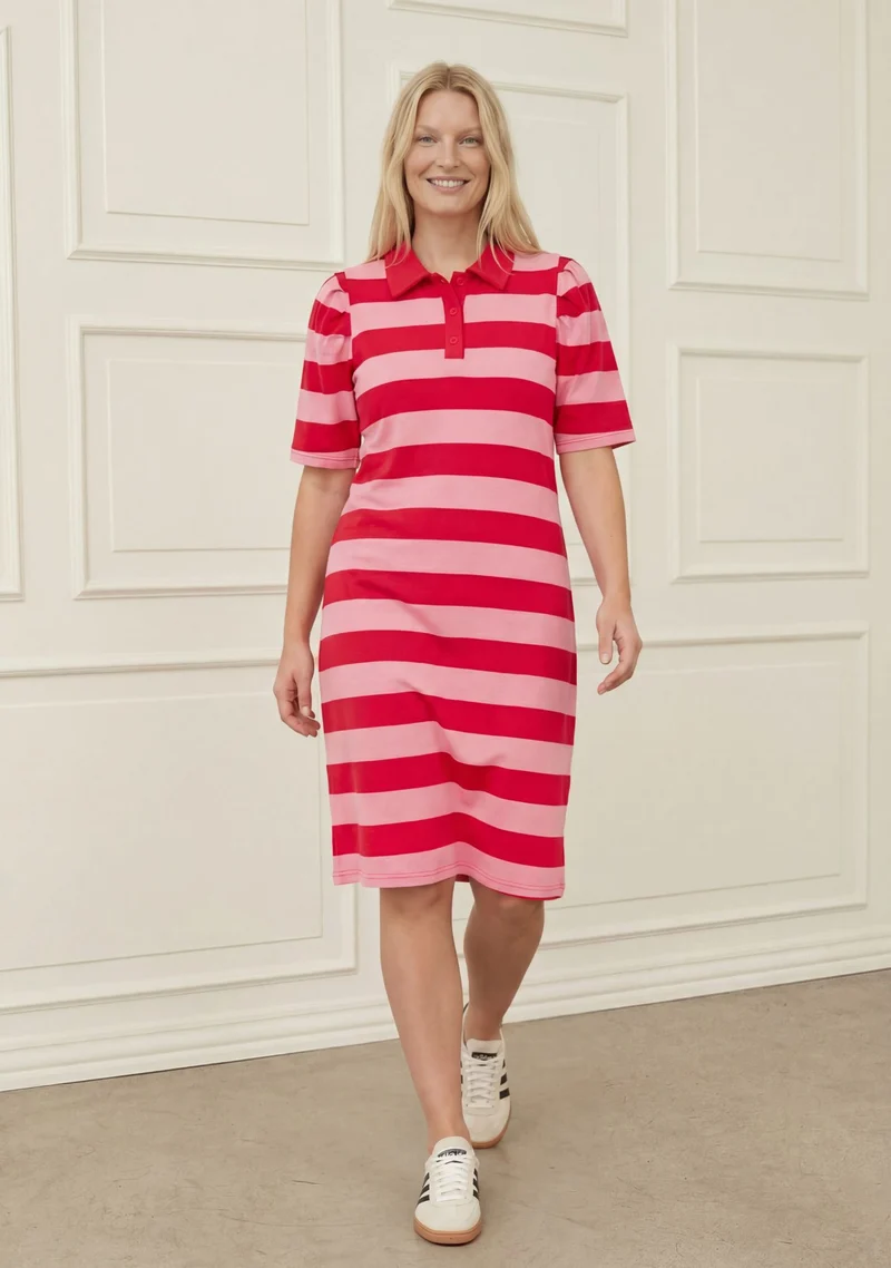 Ditte New Dress - Raspberry/Pink Stripe