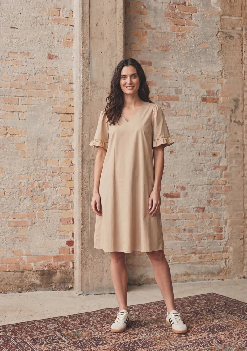 Sigga Flounce Dress - Camel