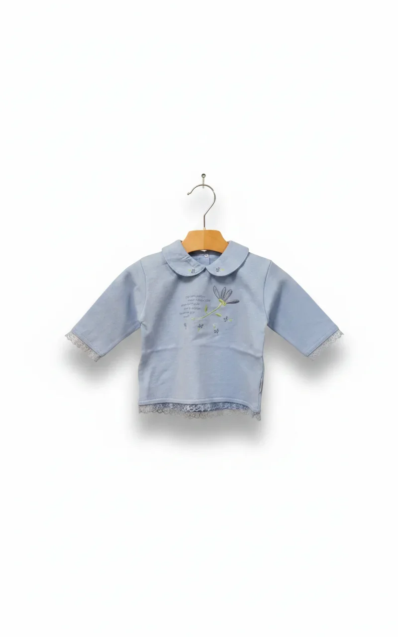 Fixoni babyblå broderad tröja
