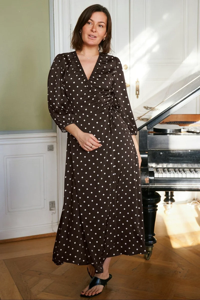 Neo Noir - Malinga Dot Dress 165909 - 676 - Dark Brown