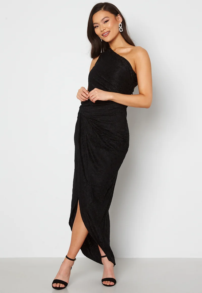 Lace One Shoulder Sleeve Rouch Dress