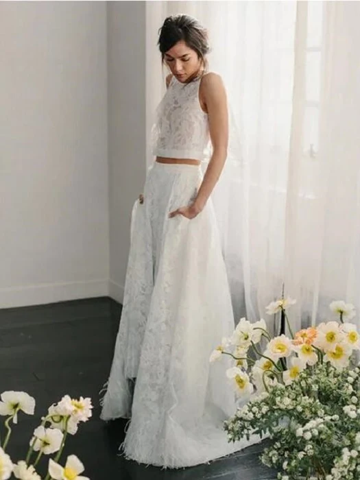 Spetsgrimma Snygg tvådelad brudklänning med fickor | Bridal Sepatates