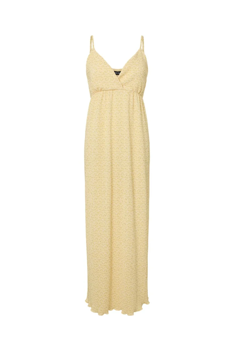 Pieces - Pcflora Sl Strap Dress Msa - 4963662 French Vanilla Small White Flowers
