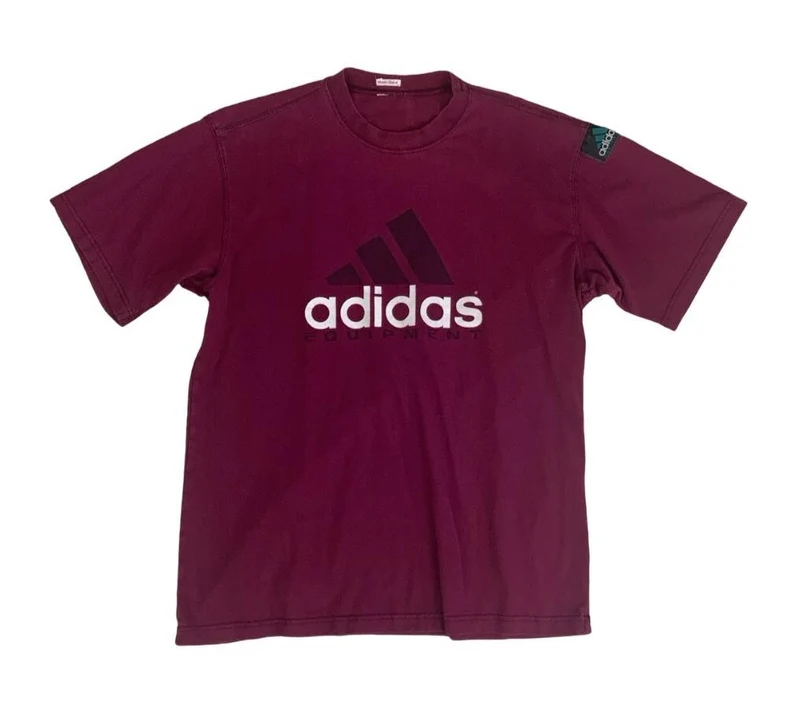 VTG 90S ADIDAS EQUIPMENT BURGUNDY RED CASUAL GRAPHIC SPORTS TEE LARGE