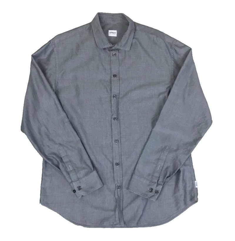 VTG ARMANI COLLEZIONI GREY BUTTON DOWN LONG SLEEVED SHIRT LARGE