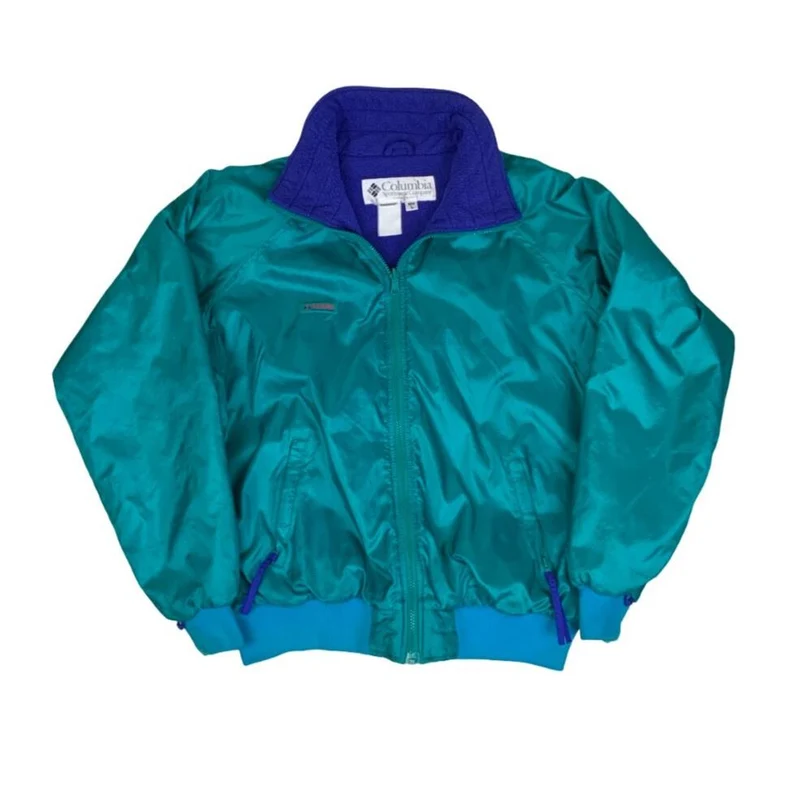 VTG 1990S RETRO COLUMBIA TEAL GREEN PURPLE FLEECE LINED JACKET XL