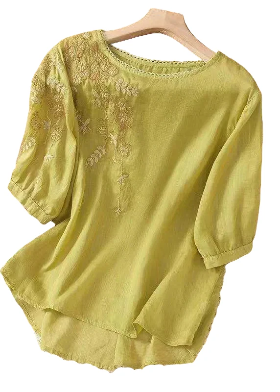 Dam Topp O-hals Broderad Casual Stil