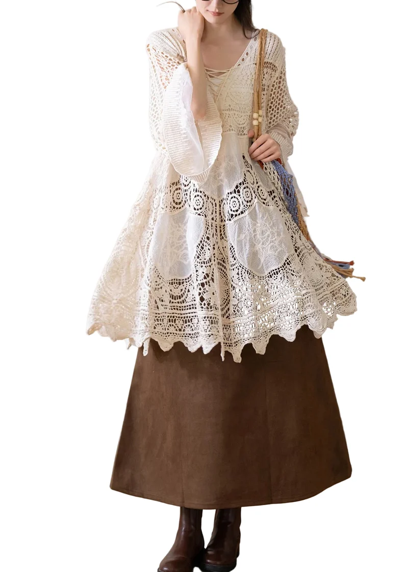 Damblus Bohemisk Stil V-hals Flare-ärm