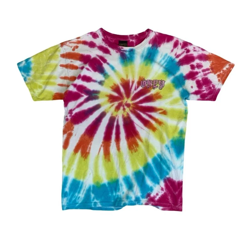 VTG Y2K 00S OBEY "NO MERCY" GRAPHIC TIE DYE TEE SMALL