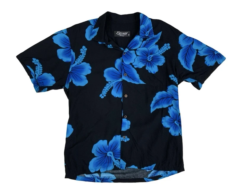 VTG FAVANT RAYON MADE IN HAWAII HAWAIIAN ALOHA SHIRT TIKI ROCKABILLY SURF M 40”