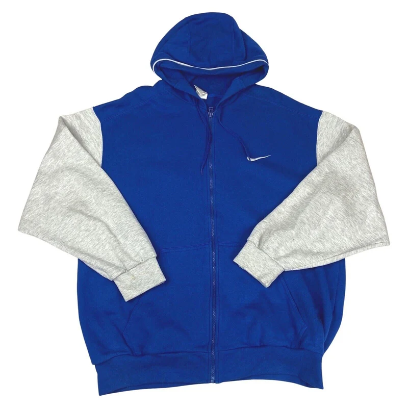 Vintage Nineties Blue & Grey Nike Zip-Up Hoodie Extra Large