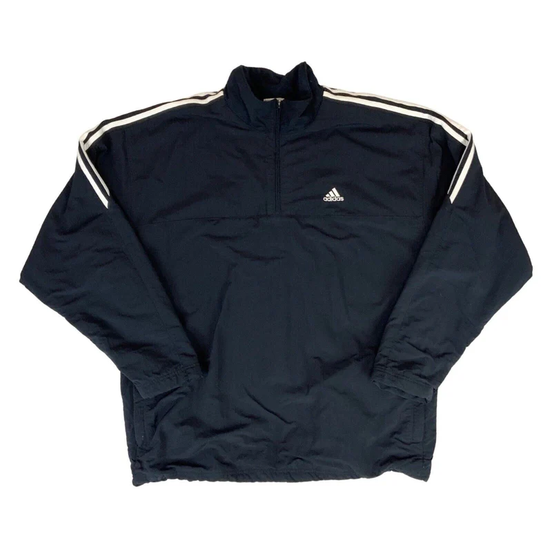 Vintage 2001 Black White Embroidered Zip-Up Adidas Sports Track Jacket 2XL